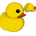 Two Yellow Rubber Duck Toys with Black Eyes and Orange Beaks on White Background