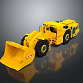 Electric Toy Yellow Loader with Large Front Bucket Black Tires and Green Details