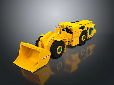 Electric Toy Yellow Loader with Large Front Bucket Black Tires and Green Details 3d model