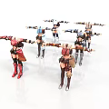Male Fantasy Game Characters In Different Armor With Arms Outstretched