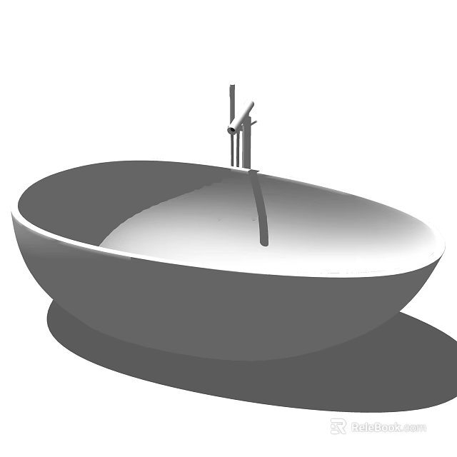 Elegant Modern Freestanding Oval Bathtub With Chrome Faucet for Contemporary Bathrooms 3d model 