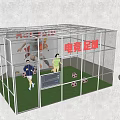 Indoor Esports Football Field With Net Screen Soccer Balls And Players
