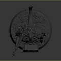 Detailed 3D Warrior Sculpture Carving With Hammer Horned Helmet Feathered Armor Base And Kalo Inscription