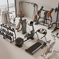 Modern Gym Featuring Various Sports Equipment Including Treadmill Dumbbells Elliptical And Weight Bench