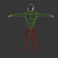Game Movie Character 3D Model With Muscular Build Bald Head And Glowing Blue Facial Features