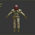 Detailed Silver Astronaut Suit 3D Model With Helmet Armor And Red Accents