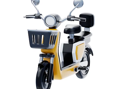 Electric Motorcycle With Modern Design Front Basket Headlight And Yellow Black Color 3d model