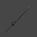 Ornate Medieval Sword With Carved Hilt And Intricate Metal Blade Design