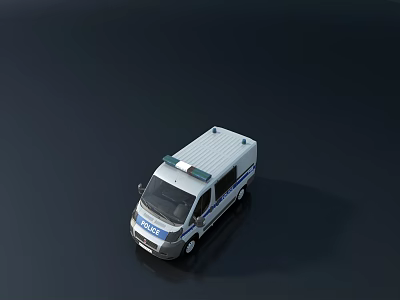 White Medical Ambulance Van With Roof Emergency Lights And Blue Stripes 3d model