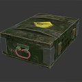 Worn Green Vintage Box With Yellow Label Metal Clasps And Handle