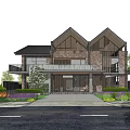 Detached Villa With Brick Exterior Gabled Roof And Landscaped Front Yard Garden