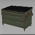 Rustic Green Wheeled Trash Bin With Black Lid For Household Supplies