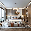 Modern Bedroom Interior Design With Large Bed Chandelier Nightstands And Area Rug