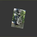 Detailed Rockery Model With Natural Stone Structure And Lush Green Plants On Base