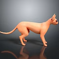 3D Rendering of Standing Hairless Cat With Light Orange Color and Gray Background