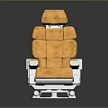 Comfortable Orange Cushioned Chair With White Frame And Rolling Wheels Design