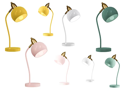 Stylish Modern Table Lamps With Multiple Colors Curved Arms Metal Bases And Sleek Design 3d model