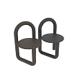 Modern Leisure Chairs With Curved Backrest Round Seat Wooden And Gray Design
