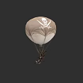 Brown Hot Air Balloon With Skull And Crossbones Symbol And Hanging Basket