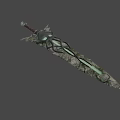 Game Movie Character Wielding Glowing Green Magic Sword With Intricate Hilt And Luminous Accents