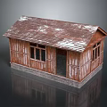 Rustic Wooden House With Weathered Rusty Roof White Spots Wooden Siding Windows And Door