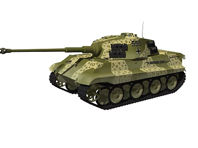 Military Tank With Camouflage Paint Number 553 And Cross Marking 3d model