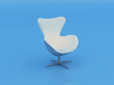 White Curved Lounge Chair With Unique Design And Metal Star Base For Home Decor 3d model