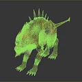 3D Fantasy Monster Character With Red Spiky Hair Back Spikes And Sharp Claws