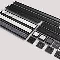 Black And Marble Decorative Strips With Grilles And Drain Covers For Design Projects 3d model