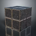 Modern Geometric Entryway Cabinet Sideboard With Metal Frame Dark Panels And Textured Surface
