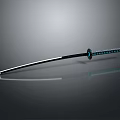 Traditional Japanese Katana Weapon With Sharp Blade And Blue Handle Design