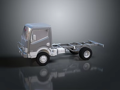 Silver Truck Chassis With Reflective Surface And Open Bed Design 3d model