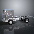 Silver Truck Chassis With Reflective Surface And Open Bed Design