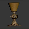 Elegant Golden Wine Bottle And Glass Set With Ornate Base And Gemstone Accents For Luxury
