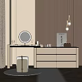 Dressing table stool combination 3d model