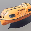 Orange Yacht Lifeboat With Enclosed Design Black Windows And Safety Ropes Exterior