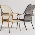 Modern Light And Dark Leisure Chairs With Woven Seats And Curved Armrests Design