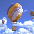 Colorful Hot Air Balloons Flying In Blue Sky With White Clouds