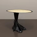 Modern Round Coffee Table With Light Colored Top And Black Curved Base Contemporary Design