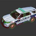 White Police Car With Blue Stripes Police Lights And City Logo