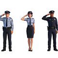 Group of Police Officers Saluting in Uniforms Standing in Formation