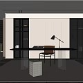 Study Ornaments Desk and Chair Bookcase Sofa Landscape Table Lamp Stool Carpet Corner Table 3d model