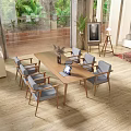 Modern Wooden Conference Table with Gray Chairs and Laptop in Office