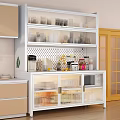 Modern Kitchen Sideboard With Transparent Glass Doors And Ample Storage Space For Kitchen Supplies