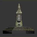 Rustic Stone Tower With Spire On Hexagonal Steps Surrounding Greenery Scenery