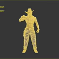 Shirtless Muscular Man In Cowboy Hat With Red Bandana Black Pants And Red Boots