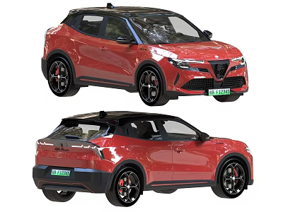 Red Sporty SUV Featuring Modern Design Black Wheels And Front Rear Views 3d model