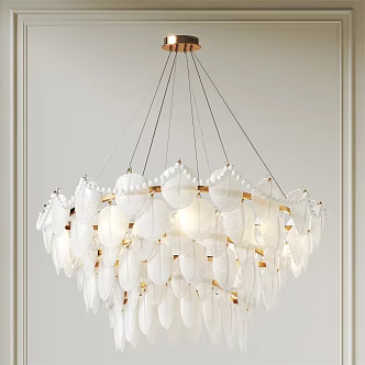 French Feather Chandelier Hotel Single Head Sales Office 3d model