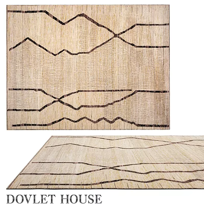 Modern Square Rug With Geometric Black Lines And Neutral Textured Design 3d model