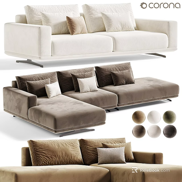 Modern Modular Sofa Set With Multiple Color Choices And Comfortable Plush Design 3d model 